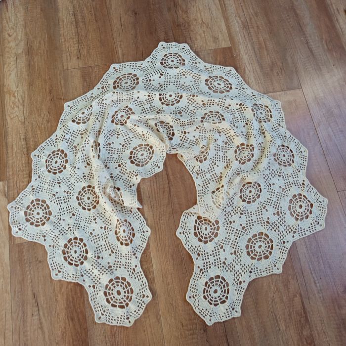 Narzutka szal handmade akryl szydełkowa vintage retro