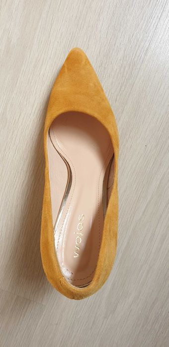 Czółenka szpilki skóra żółte Wojas rozmiar 37
