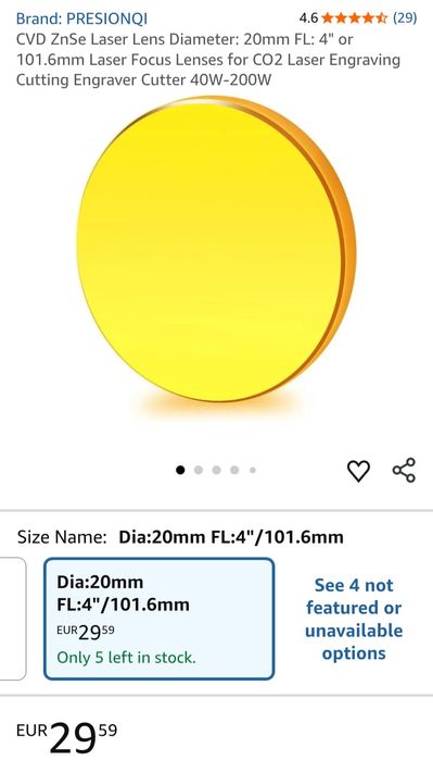 Lente de focagem Presionqi ZnSe