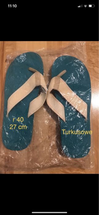 Turkusowe klapki japonki na  plażę rozm 40, 27 cm, nowe z metką unisex