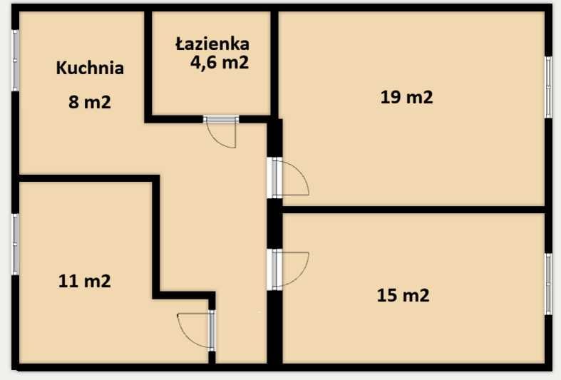 Trzy niezależne pokoje osobna duża kuchnia - Widok 2