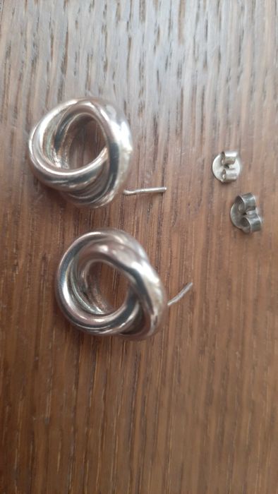 srebrne kolczyki srebro PRL