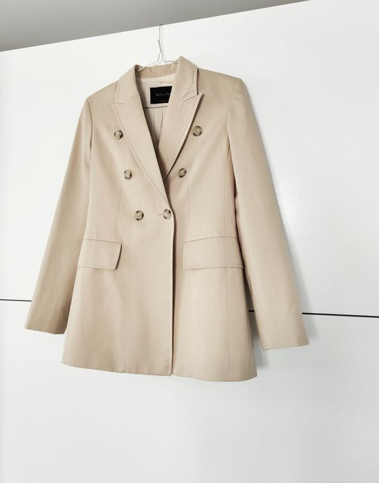 Marynarka Massimo dutti 36 S beżowa lniana bawełniana