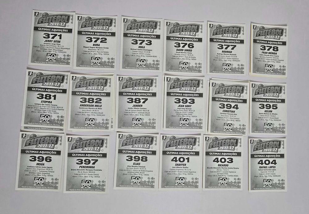Cromos Panini Últimas aquisições  Liga Portuguesa Futebol  2011/12