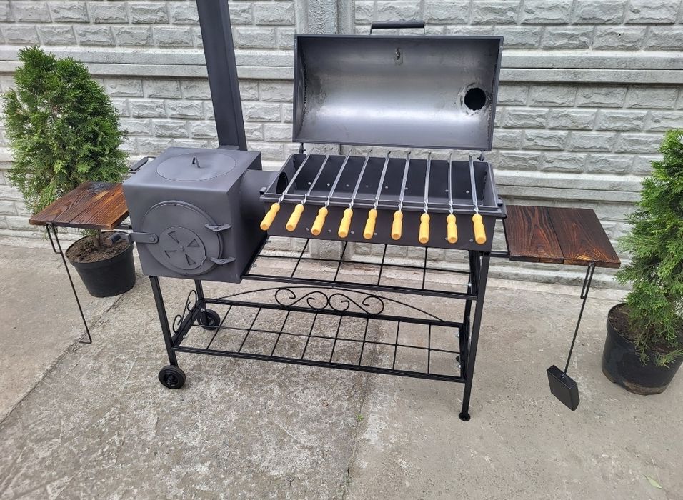 • 3/5мм! • МІЦНИЙ •ПРИЗЕНТАБЕЛЬНИЙ Мангал Коптильня з Пічкою під Казан