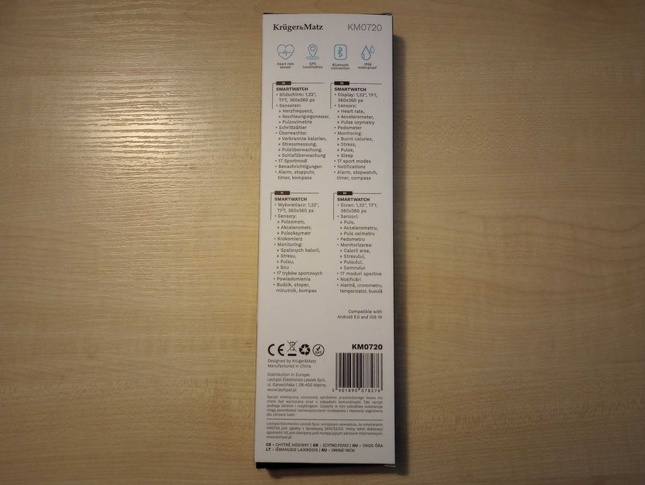 Zegarek sportowy Smartwatch Activity Black GPS + czołówka