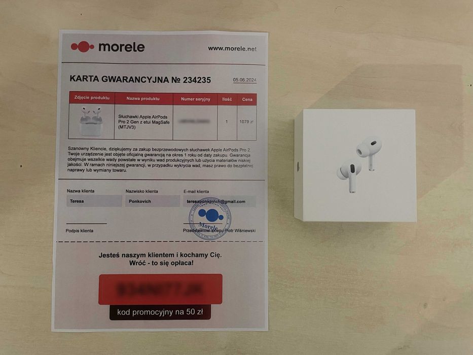 Nowe oryginalne słuchawki Apple AirPods Pro 2