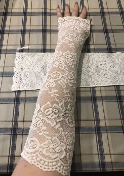 Кружевные перчатки женские белые нежные без пальцев, новые