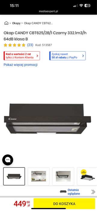 Okap teleskopowy Candy