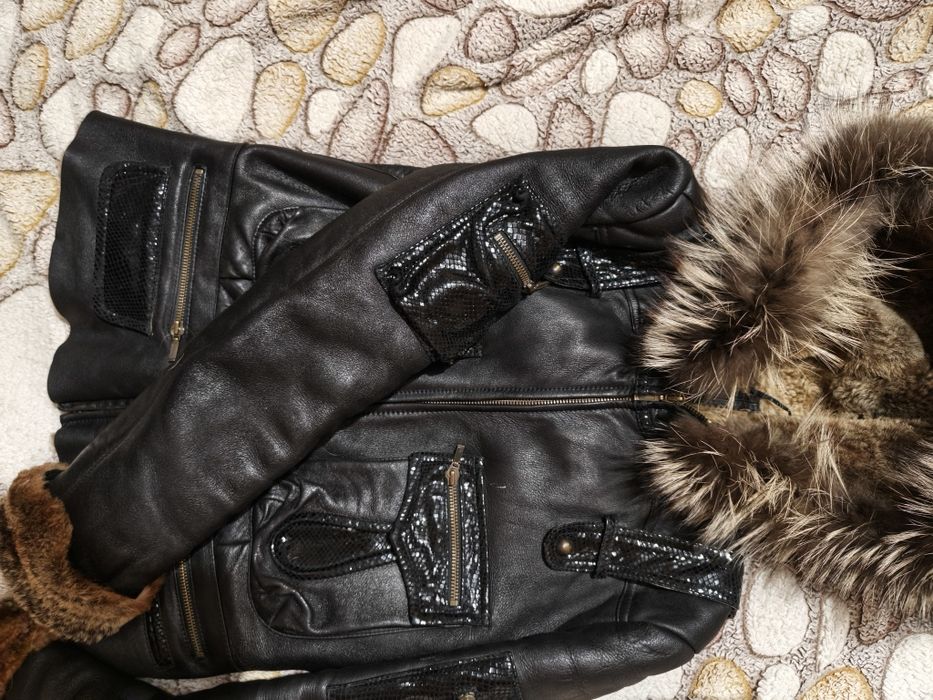 Куртка-дубленка женская из натуральной кожи и цигейки