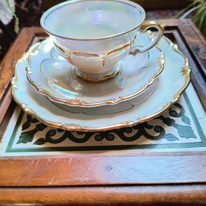 Trio porcelana iryzowana ZSRR