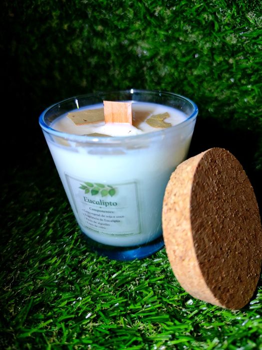 Vela artesanal aromática premium de Eucalipto