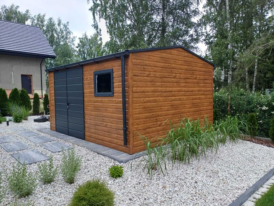 Garaż blaszany 4,50x3,50 Drewnopodobny