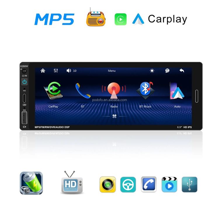 Rádio 1din 7 polegadas ecrã touch FM RDS Mirrorlink USB NOVO