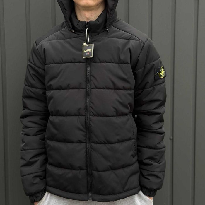 Черный Микро Пуховик Стон Айленд — Зимова Куртка Stone Island