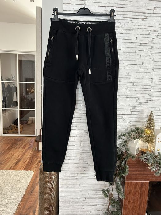 Spodnie dresowe Pitbull S chłopięce 158 164 czarne dresy ocieplane