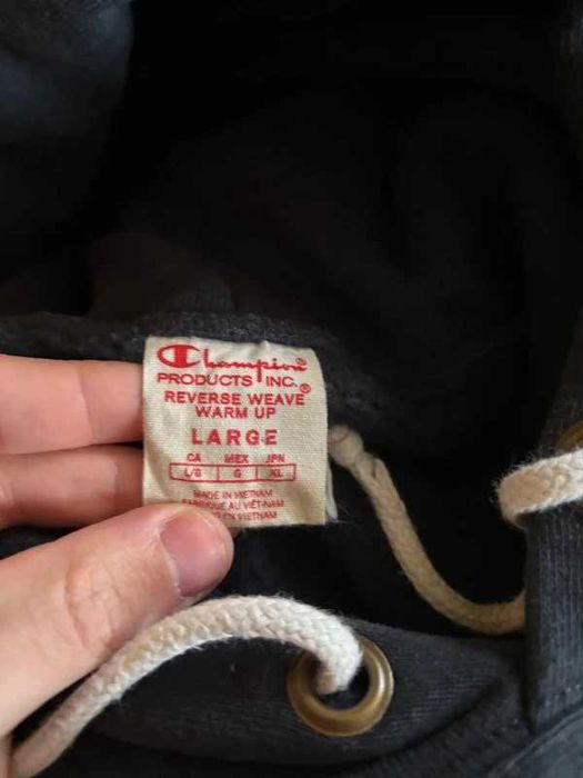 Bluza Champion Reverse Wave z kapturem hoodie Czarna L vintage