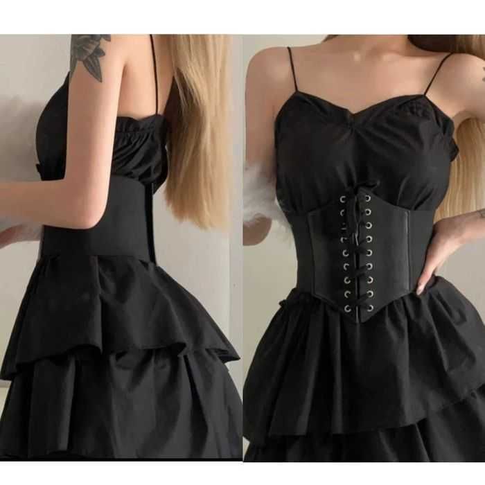 Szeroki czarny pasek damski, gorset,