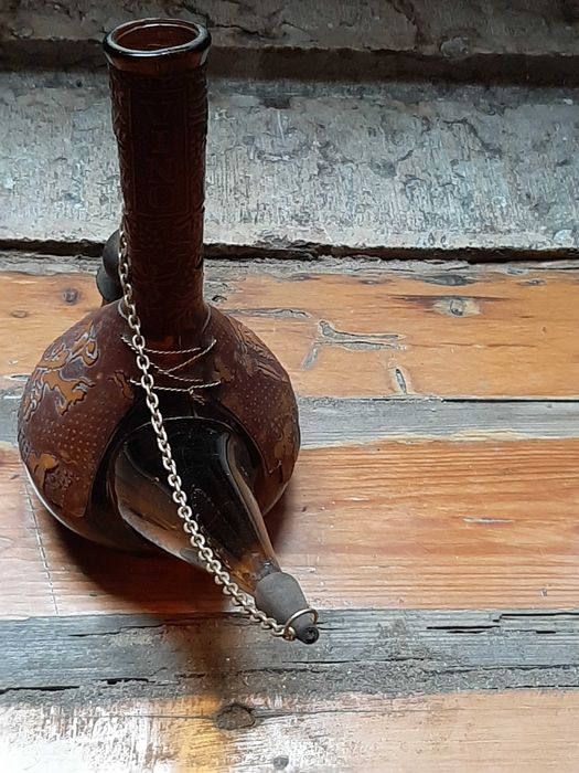 Garrafa de Vinho de Vidro Âmbar/Porrão Vintage