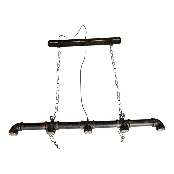 Candeeiro Suspenso Industrial Tubo 5 Focos GU10 – Estilo Vintage Pipe