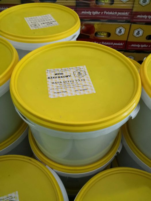 Miód rzepakowy wiaderko 15 kg lub beczka 285 kg Miody