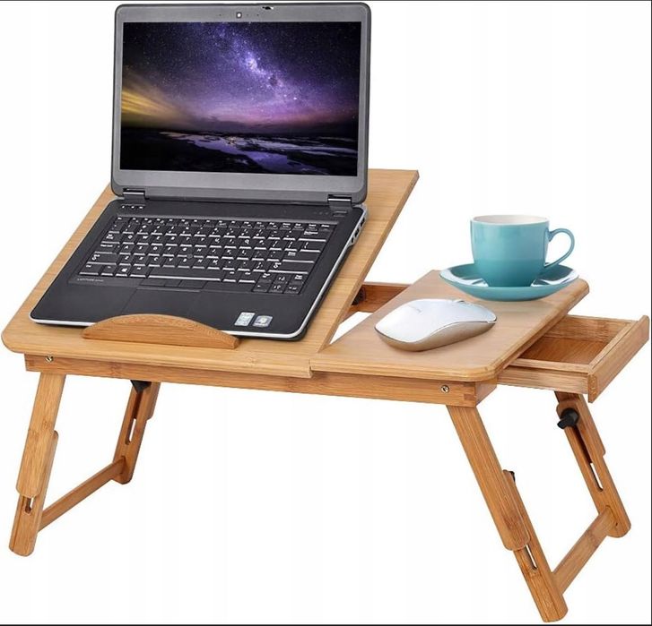 Bambusowy Stolik pod laptopa stolik do łóżka 55x31cm