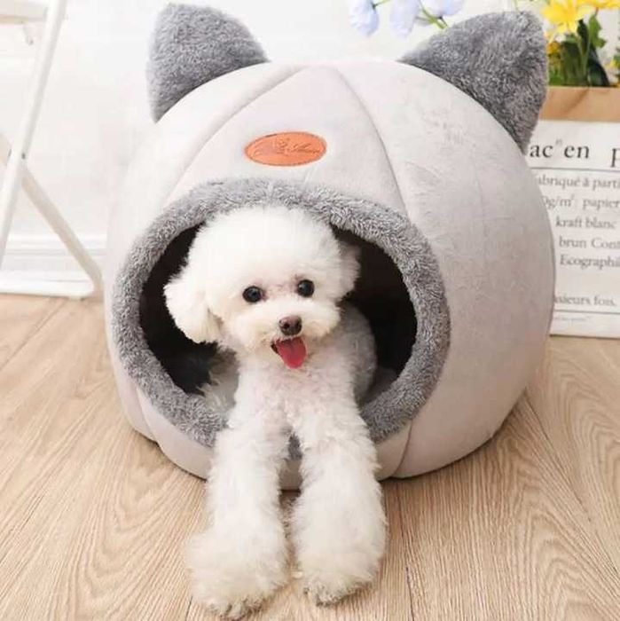 Domek dla kota budka legowisko pluszowe zima miękkie posłanie poduszka