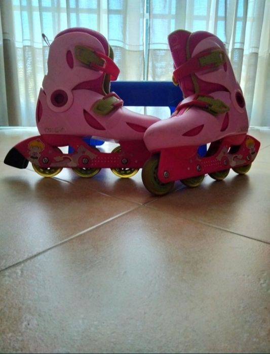 Patins em linha com proteções