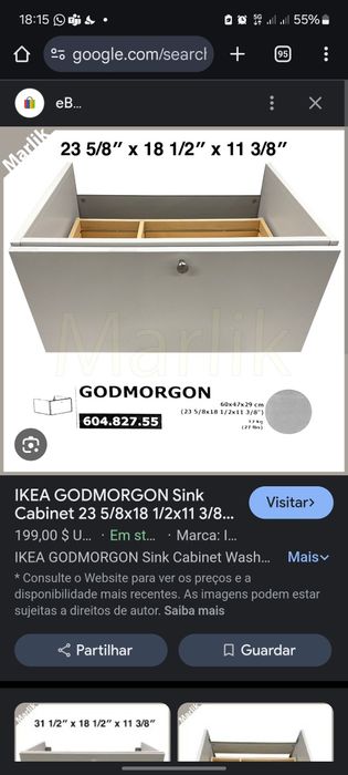 Vendo armário casa de banho Novo - IKEA Godmorgon cinzento 60 cm