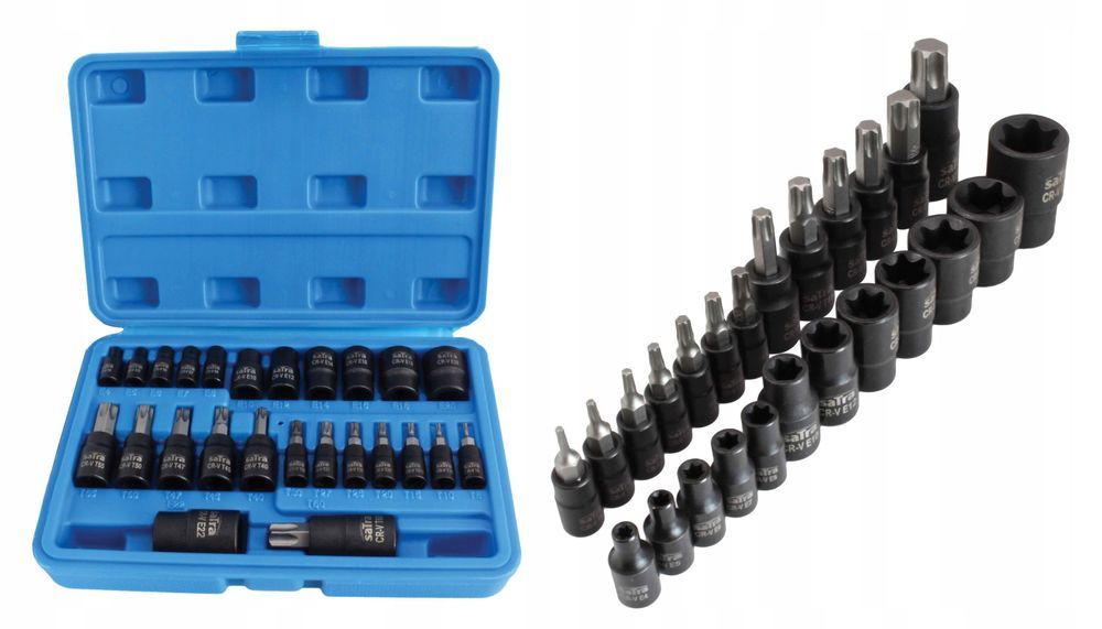Klucze Nasadowe/ Trzpieniowe Torx/E 1/4″+3/8″+1/2″ - 25 Elem S-H2548T