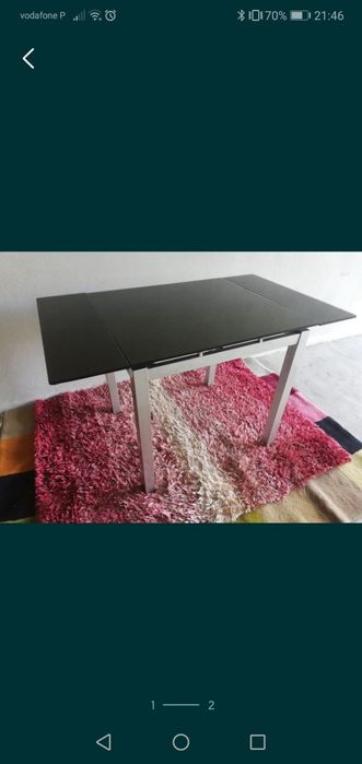 Mesa extensivel em vidro temperado preto