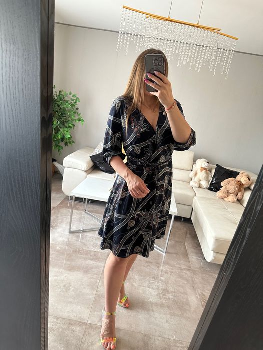Kopertowa sukienka we wzory H&M L