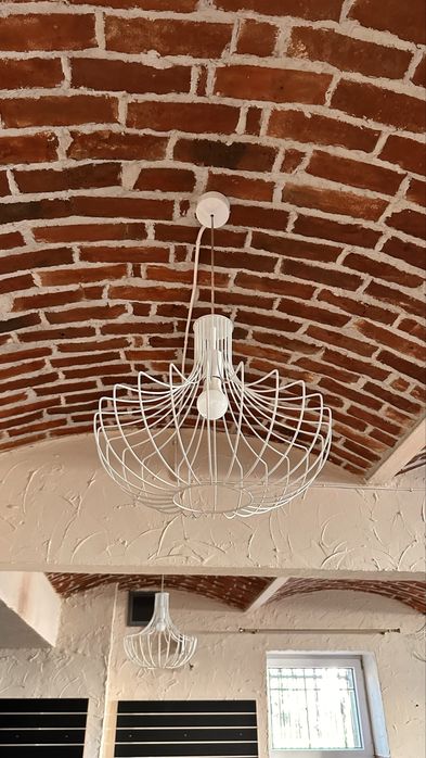 Lampa wisząca loft - industrial – biała druciana (cage)