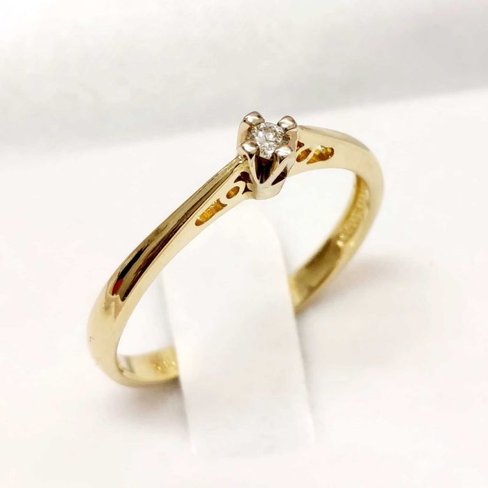 Złoty Pierścionek z BRYLANTEM pr 585 14k R.17