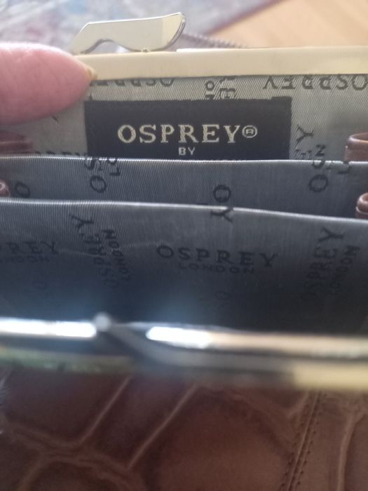 Kpl.brązowa kopertowka skóra węża i portfel damski skóra OSPREY