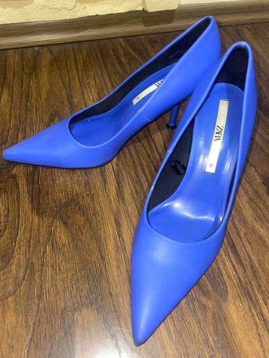 Chabrowe/Niebieskie szpilki czółenka ZARA 37 retro