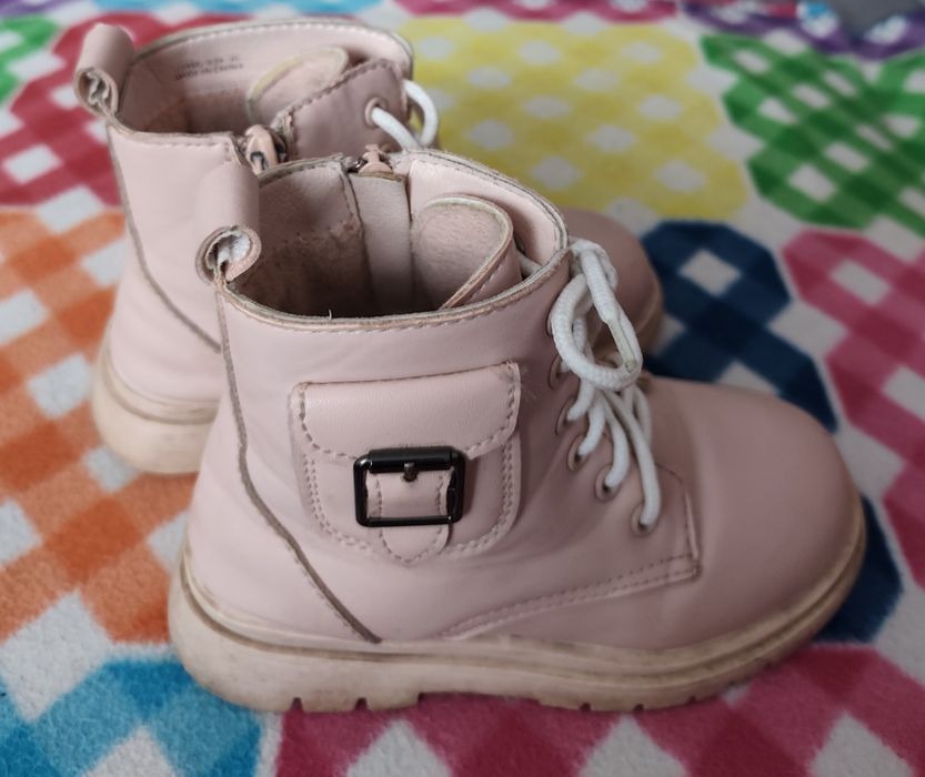Botki z kieszonką, ocieplane dziewczęcze r. 30 kozaczki pudrowy róż