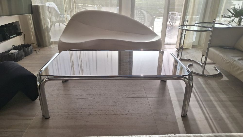 Duży Stolik ława art deco, bauhaus chrom szklo