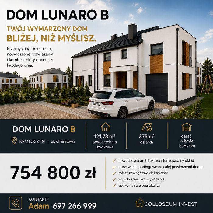 DOM LUNARO B - 122 m2 | większa działka 375 m² | Kotoszyn | CENA 754 800 zł