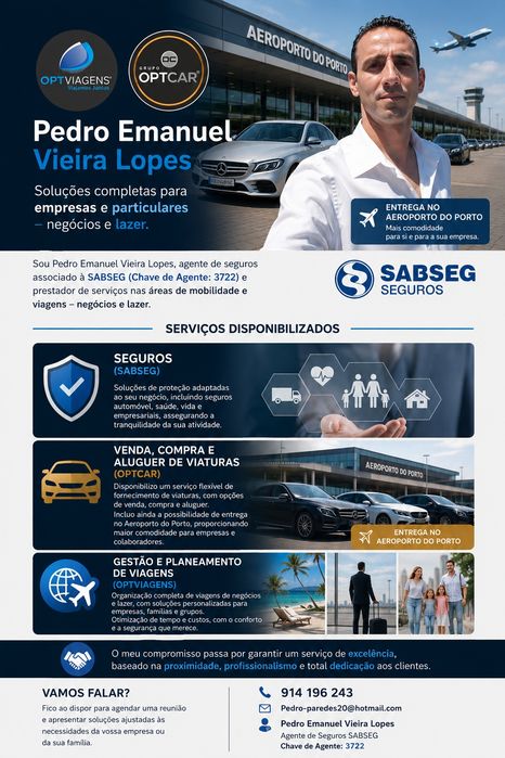 Prestador de serviços - aluguer de viaturas/seguros/viagens