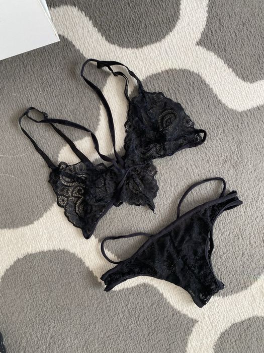 Bielizna komplet koronka sexy komplet regulacja czarny