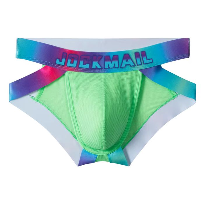 Męskie siateczkowe slipy Jockmail neonowe TANGA - XXL