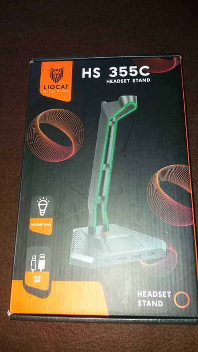 Stojak na słuchawki rgb z koncentratorem portów usb Liocat HS 355C