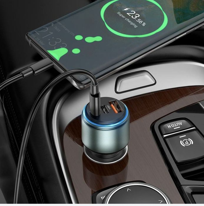 Мощное Авто Зарядное 95W Hoco NZ9 USB + 2Type-C для ноутбука/телефона