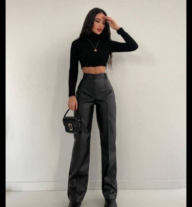 Шкіряні штани на флісі