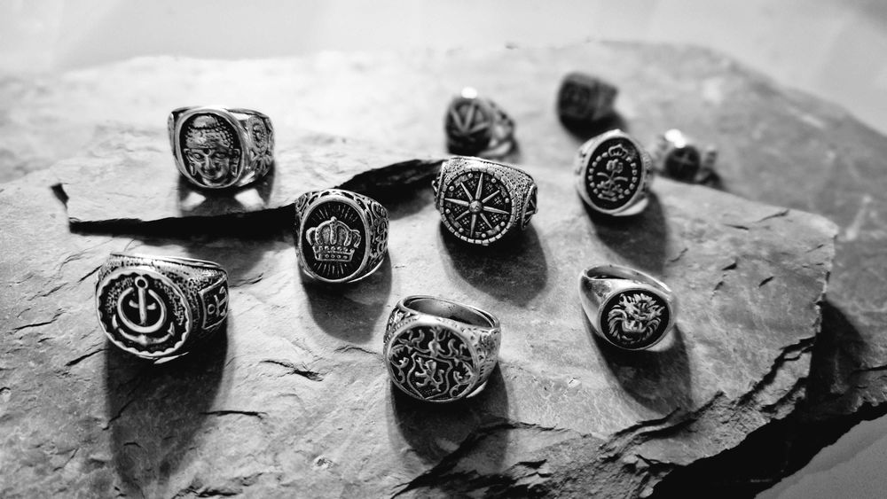 Anéis masculinos liga de aço homem motard