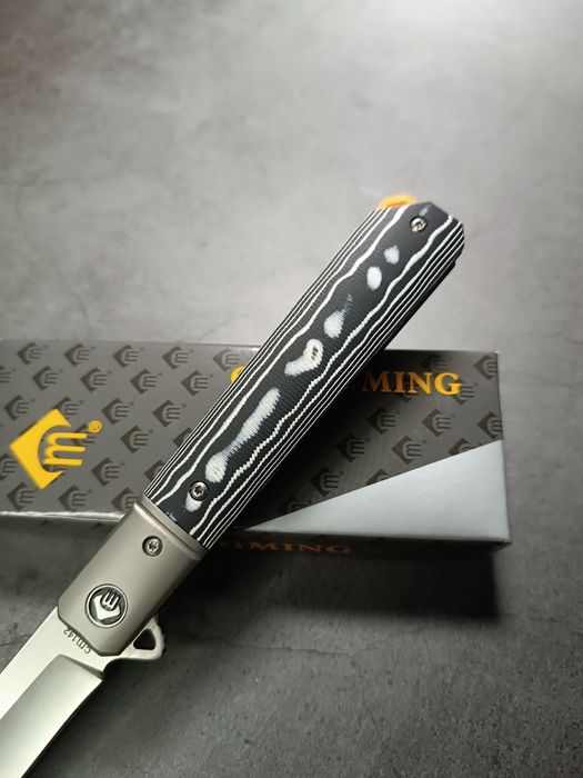 Складной нож СМ-142, D2 "Серая Волна" G10 с оранжевым торцом