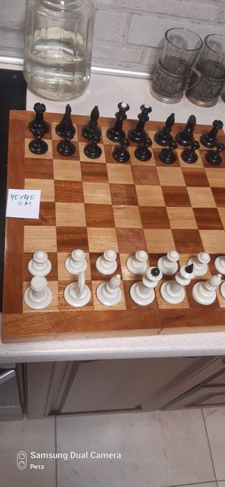 шахматы ссср 40×40см шпон Львов полный комплект пешка 5см тура 6см