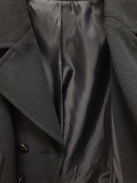 Casaco comprido mulher lã fazenda preto