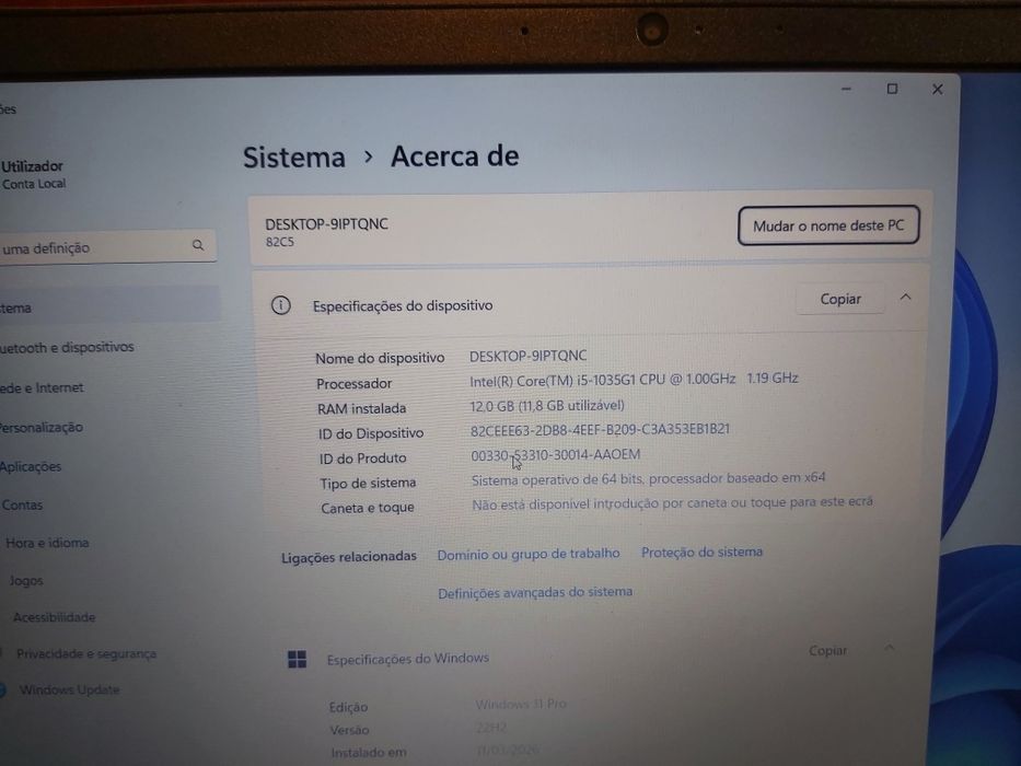 Portátil Lenovo V15-IIL  intel i5 - 10th